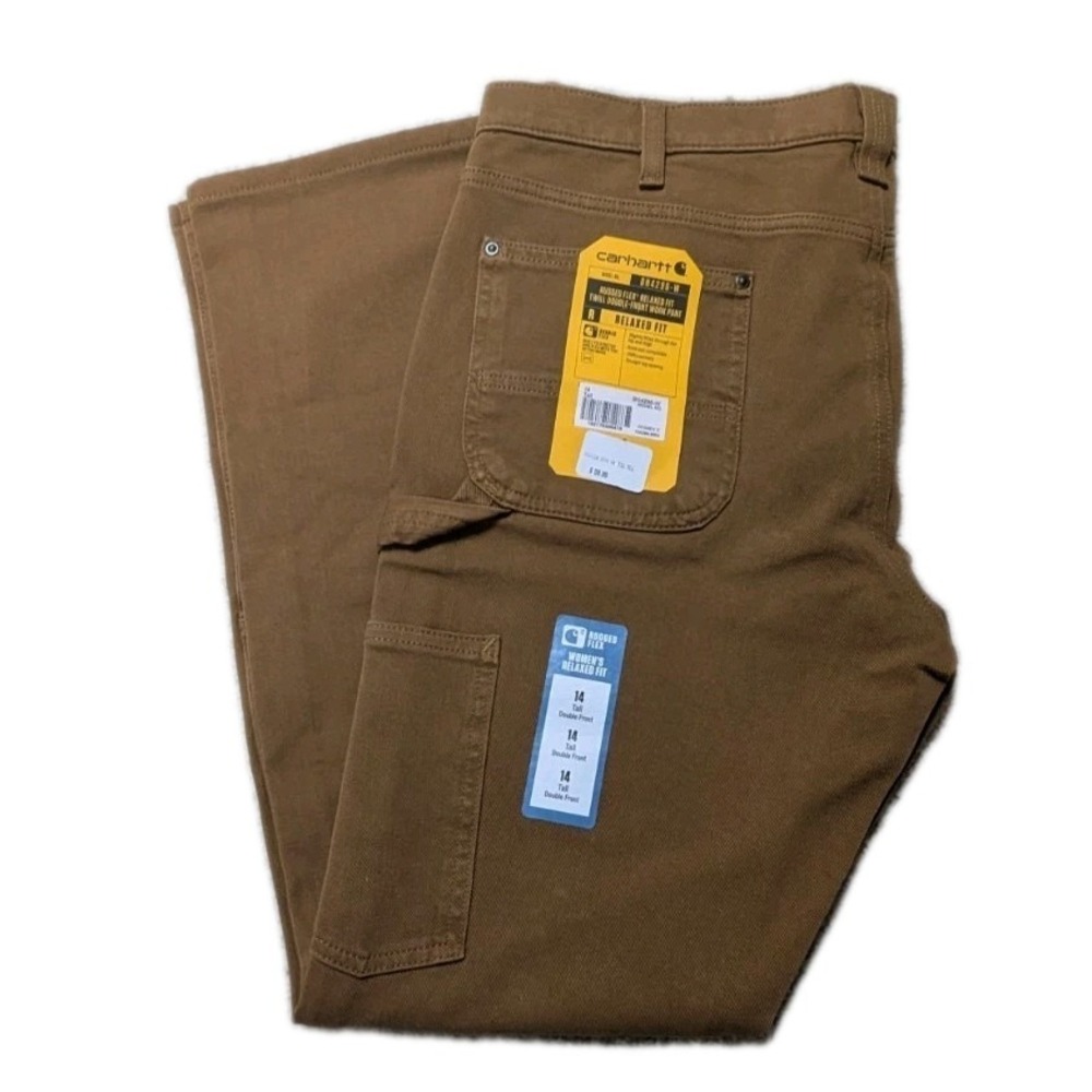 Carhartt Rugged Flex Relaxed Fit Twill Double Front Work Pants Women's 14 Tall